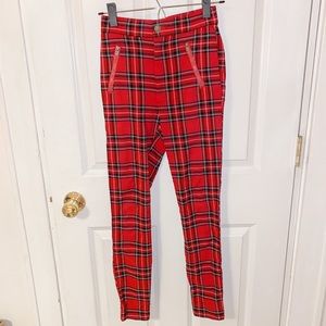 Plaid Stretchy Super High Waisted Pants